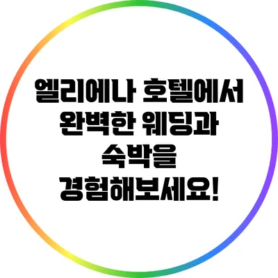엘리에나 호텔에서 완벽한 웨딩과 숙박을 경험해보세요!