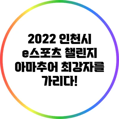 2022 인천시 e스포츠 챌린지: 아마추어 최강자를 가리다!