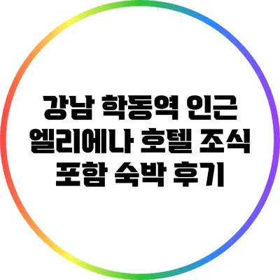강남 학동역 인근 엘리에나 호텔 조식 포함 숙박 후기