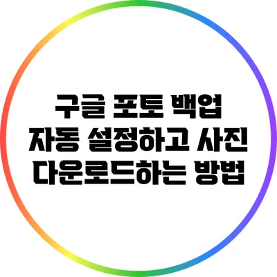 구글 포토 백업: 자동 설정하고 사진 다운로드하는 방법