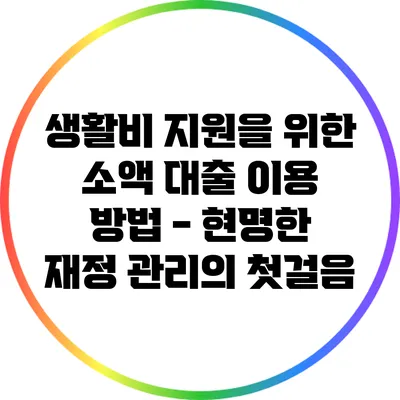 생활비 지원을 위한 소액 대출 이용 방법 - 현명한 재정 관리의 첫걸음