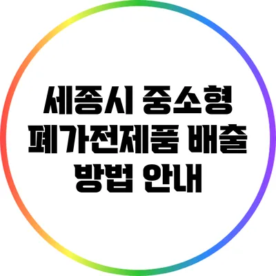 세종시 중소형 폐가전제품 배출 방법 안내