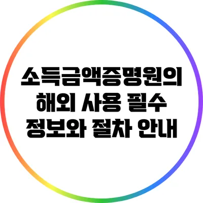 소득금액증명원의 해외 사용: 필수 정보와 절차 안내