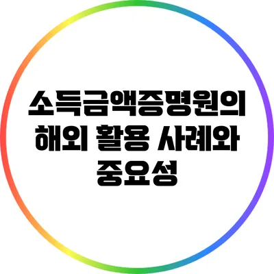 소득금액증명원의 해외 활용 사례와 중요성