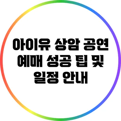 아이유 상암 공연 예매 성공 팁 및 일정 안내