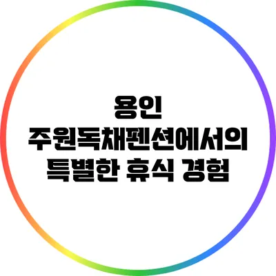 용인 주원독채펜션에서의 특별한 휴식 경험