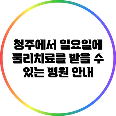청주에서 일요일에 물리치료를 받을 수 있는 병원 안내