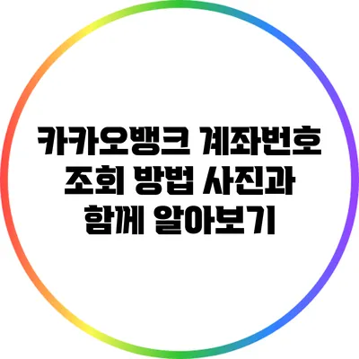 카카오뱅크 계좌번호 조회 방법: 사진과 함께 알아보기