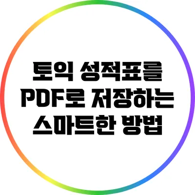 토익 성적표를 PDF로 저장하는 스마트한 방법