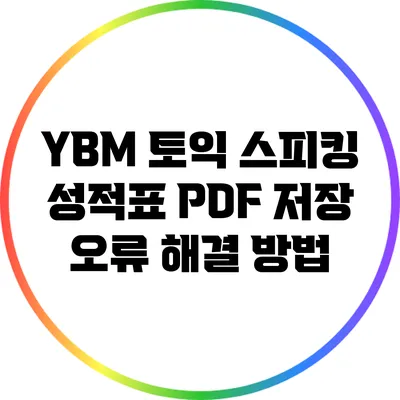 YBM 토익 스피킹 성적표 PDF 저장 오류 해결 방법