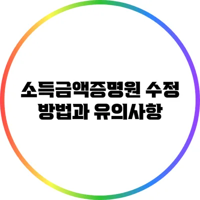 소득금액증명원 수정 방법과 유의사항