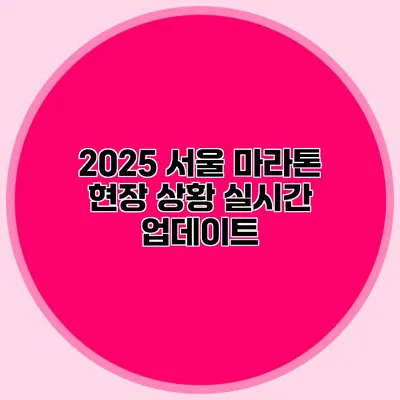 2025 서울 마라톤 현장 상황 실시간 업데이트