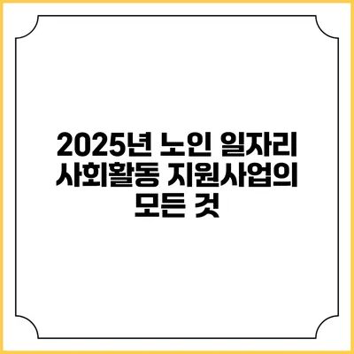 2025년 노인 일자리 사회활동 지원사업의 모든 것