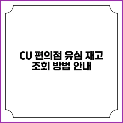 CU 편의점 유심 재고 조회 방법 안내