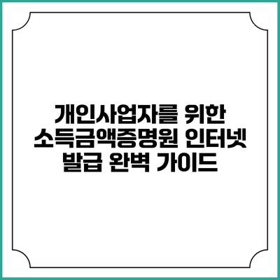 개인사업자를 위한 소득금액증명원 인터넷 발급 완벽 가이드