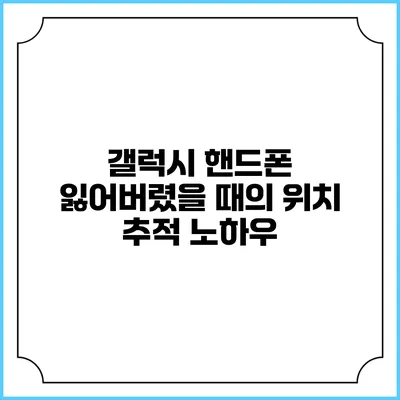 갤럭시 핸드폰 잃어버렸을 때의 위치 추적 노하우