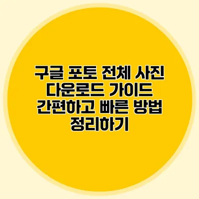 구글 포토 전체 사진 다운로드 가이드: 간편하고 빠른 방법 정리하기