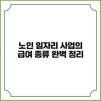 노인 일자리 사업의 급여 종류 완벽 정리