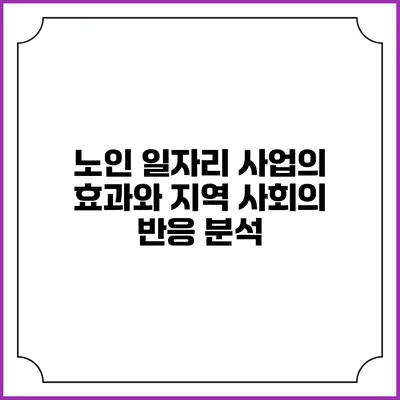 노인 일자리 사업의 효과와 지역 사회의 반응 분석