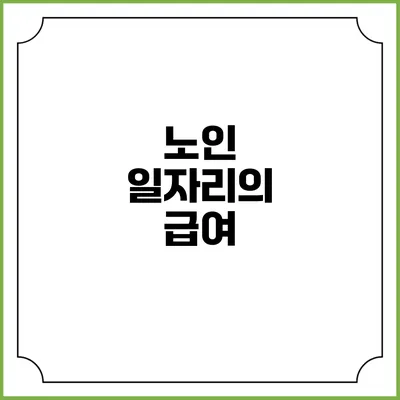 노인 일자리의 급여
