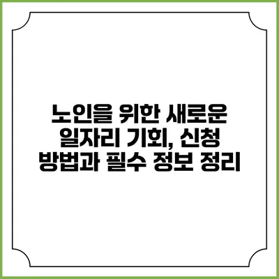 노인을 위한 새로운 일자리 기회, 신청 방법과 필수 정보 정리