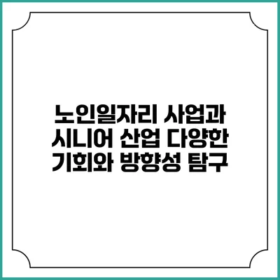 노인일자리 사업과 시니어 산업: 다양한 기회와 방향성 탐구