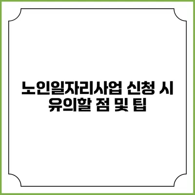 노인일자리사업 신청 시 유의할 점 및 팁