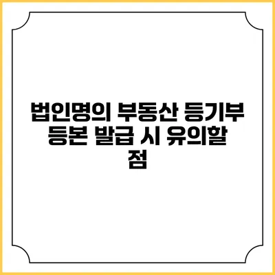 법인명의 부동산 등기부 등본 발급 시 유의할 점