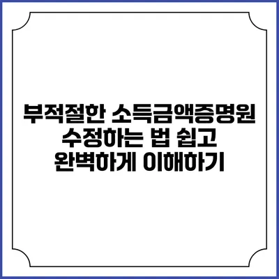 부적절한 소득금액증명원 수정하는 법: 쉽고 완벽하게 이해하기