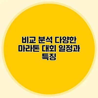 비교 분석: 다양한 마라톤 대회 일정과 특징