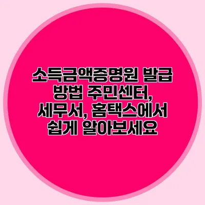 소득금액증명원 발급 방법: 주민센터, 세무서, 홈택스에서 쉽게 알아보세요