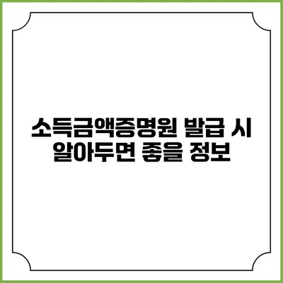 소득금액증명원 발급 시 알아두면 좋을 정보