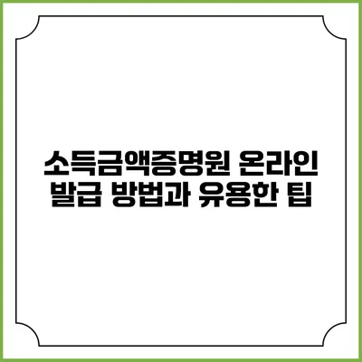 소득금액증명원 온라인 발급 방법과 유용한 팁