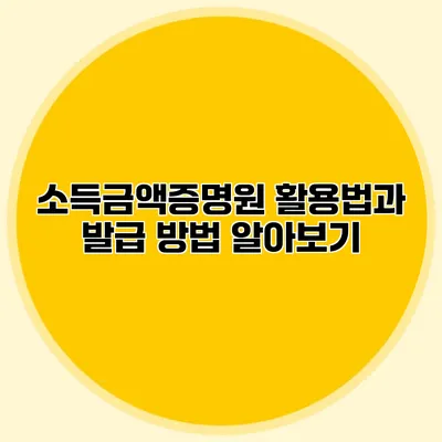 소득금액증명원 활용법과 발급 방법 알아보기