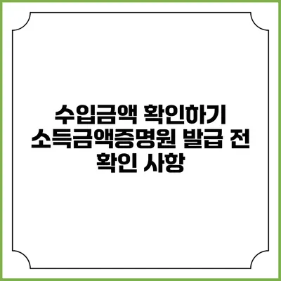 수입금액 확인하기: 소득금액증명원 발급 전 확인 사항