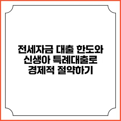 전세자금 대출 한도와 신생아 특례대출로 경제적 절약하기