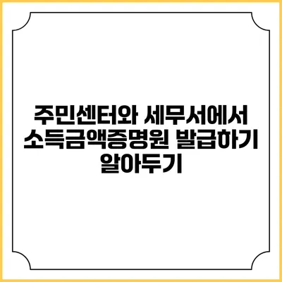 주민센터와 세무서에서 소득금액증명원 발급하기: 알아두기