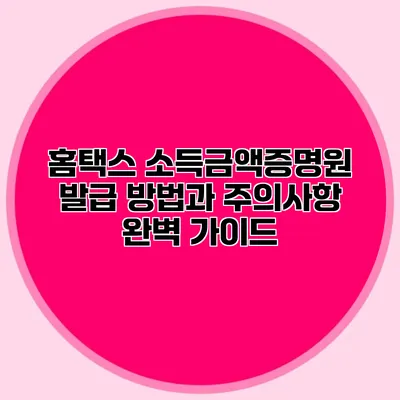 홈택스 소득금액증명원 발급 방법과 주의사항 완벽 가이드