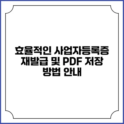 효율적인 사업자등록증 재발급 및 PDF 저장 방법 안내