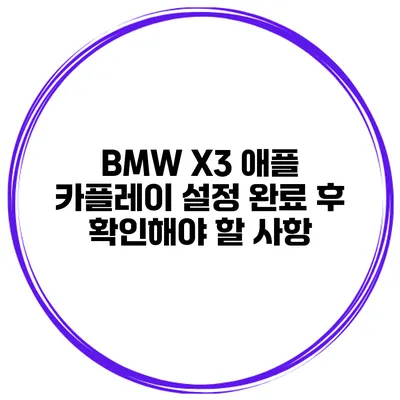 BMW X3 애플 카플레이 설정 완료 후 확인해야 할 사항