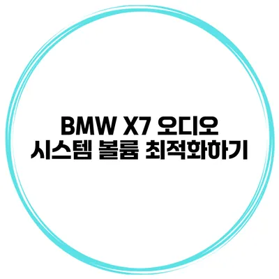 BMW X7 오디오 시스템 볼륨 최적화하기