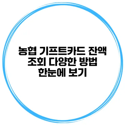 농협 기프트카드 잔액 조회 다양한 방법 한눈에 보기