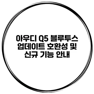 아우디 Q5 블루투스 업데이트 호환성 및 신규 기능 안내