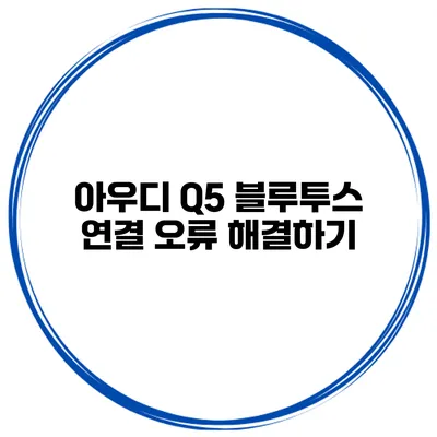 아우디 Q5 블루투스 연결 오류 해결하기