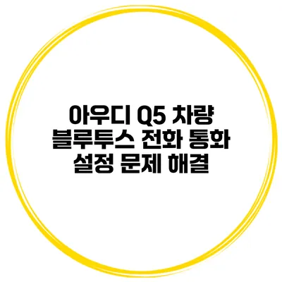 아우디 Q5 차량 블루투스 전화 통화 설정 문제 해결