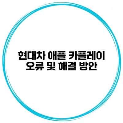 현대차 애플 카플레이 오류 및 해결 방안